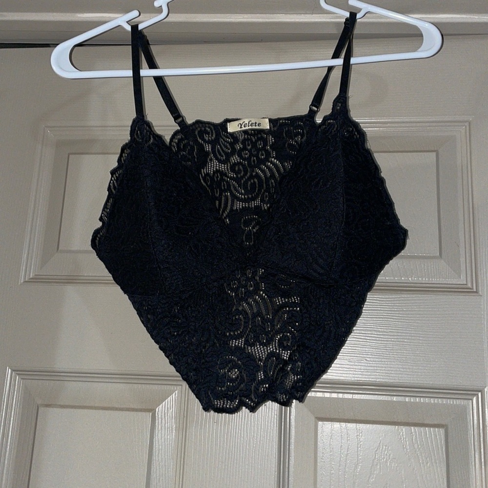 Black lace crop top